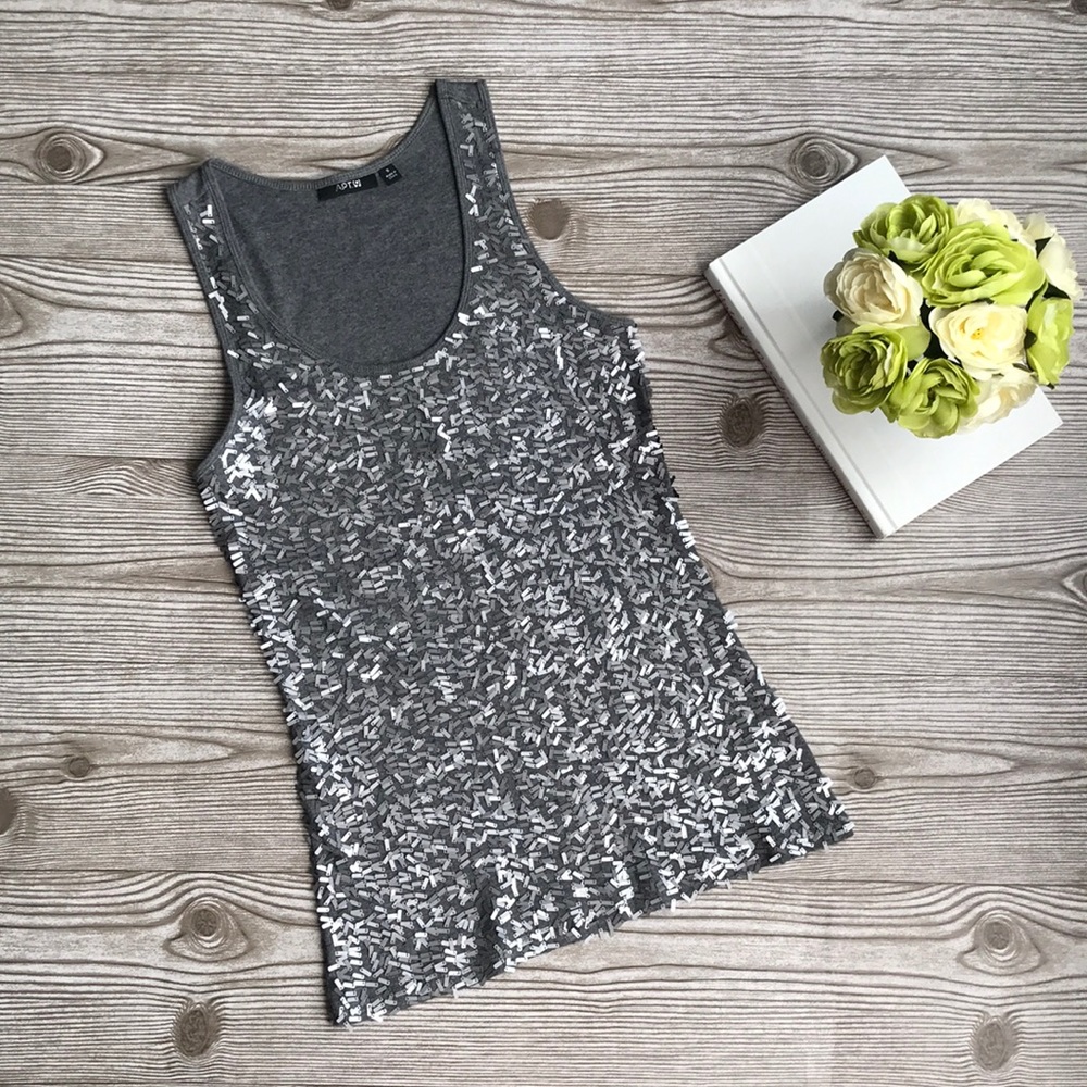 Apt. 9 Gray Embellished Tank Top